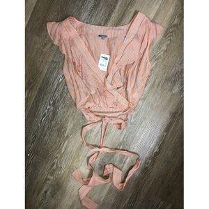 Orange & Torquise Tie-Up Crop Top 🧡💙